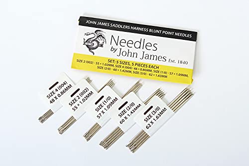 John James Saddlers Harness Blunt Point Needles/Set: 5 x 5/5 Sizes x 5 Pieces Each